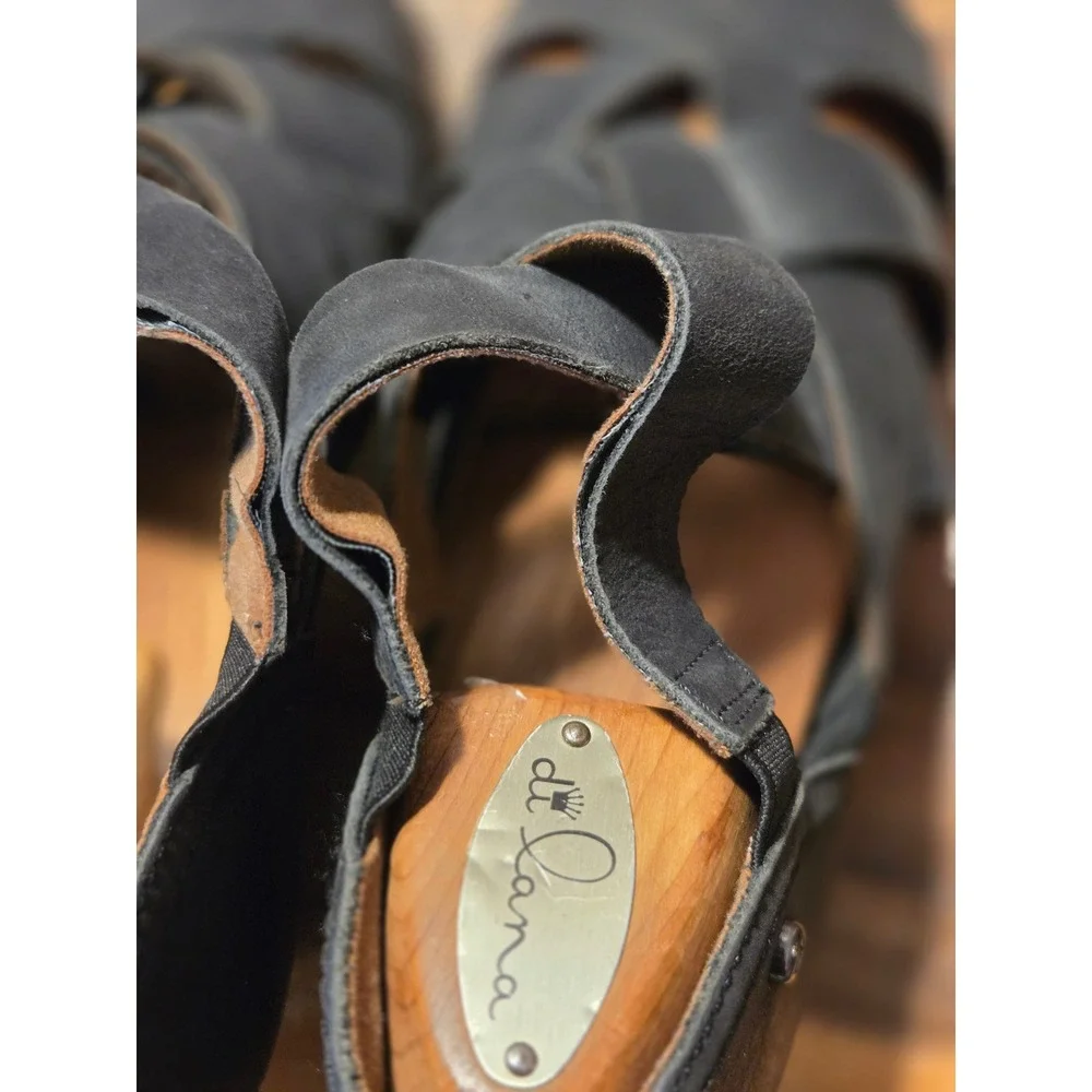 Cobb Hill Leather Strappy Block Heel Sandals Navy Blue Women's Size 8